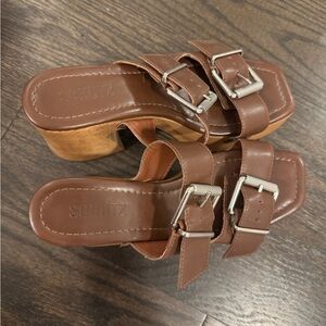 Schutz brown leather heeled sandals